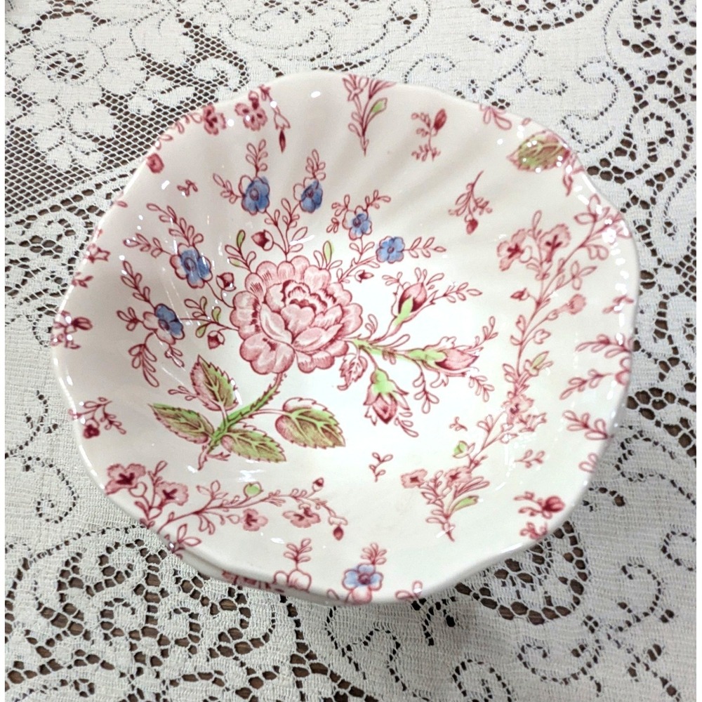 Vintage Cereal Bowls Set of 10 Pink Johnson Brothers Rose Chintz Scalloped